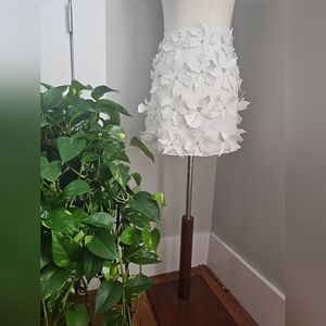 White Floral Mini Skirt